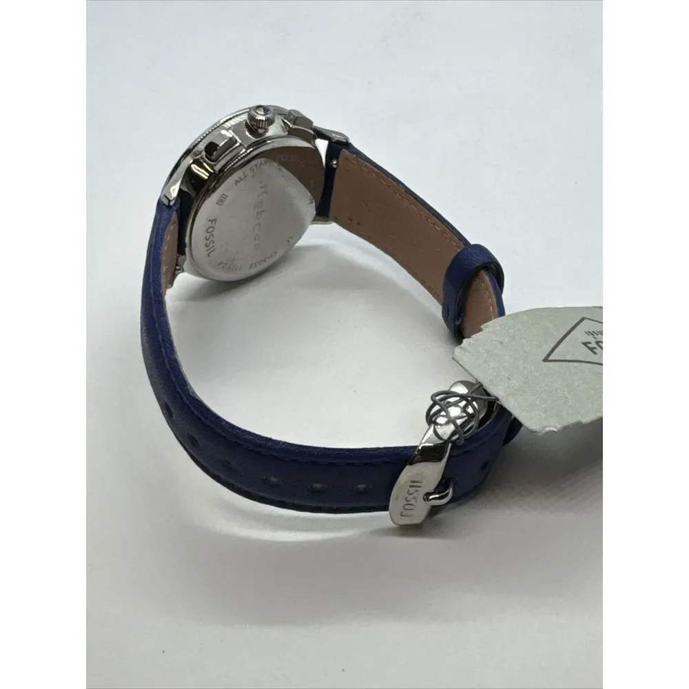 Fossil Abilene CH3032 Women's Blue Leather Strap Analog Dial Quartz Watch JNA332